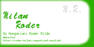 milan roder business card